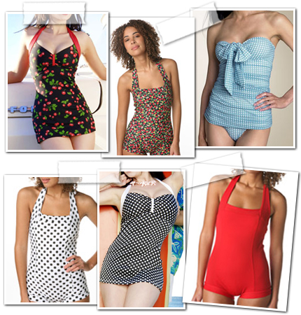 First Row: Pin-Up Couture Black Cherry Bettie Swimsuit, $68, Pin-Up Clothing 